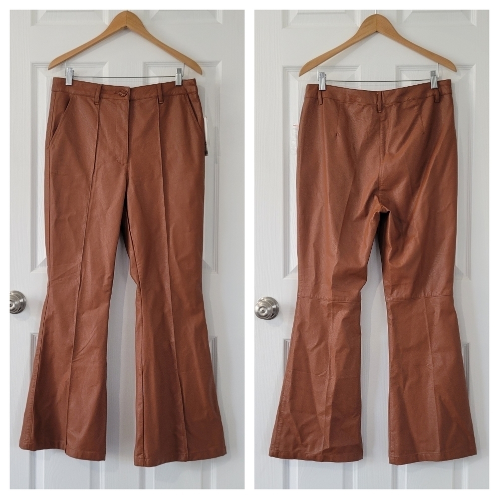 Urban Outfitters Faux Leather Flare brown Pants